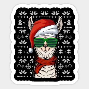 Llama Santa - Ugly Christmas Sweater - Llama Christmas Gift Sticker